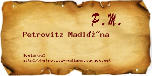 Petrovitz Madléna névjegykártya